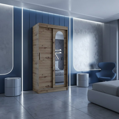 Selfie 100Cm Sliding Wardrobe For Every Interior Storage Closet Laminate Finish With Optional Drawers Unit Artisanoak - image 1