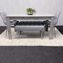 Kosy Koala Grey Wooden Dining Table Set With 2 Grey Chairs And 2 Benches - Dining Kitchen Room Furniture - thumbnail 3