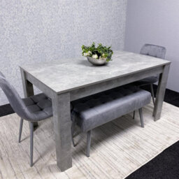 Kosy Koala Grey Wooden Dining Table Set With 2 Grey Chairs And 2 Benches - Dining Kitchen Room Furniture