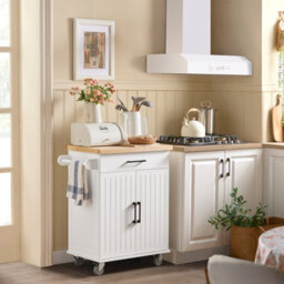 Sobuy Fkw119-Nw, Kitchen Storage Trolley Mobile Kitchen Cabinet Cupboard,w74Xd45.6Xh91 - thumbnail 2