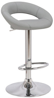Lamboro Sorrento Real Leather Kitchen And Breakfast Bar Stool, Height Adjustable Swivel Gas Lift, Grey - image 1