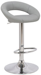 Lamboro Sorrento Real Leather Kitchen And Breakfast Bar Stool, Height Adjustable Swivel Gas Lift, Grey