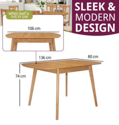 Hallowood Furniture Aston Butterfly Extending Table With 4 Light Oak Ledbury Chairs - thumbnail 5