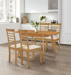 Hallowood Furniture Aston Butterfly Extending Table With 4 Light Oak Ledbury Chairs - thumbnail 1