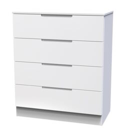 Messina Ready Assembled Matt White No Effect 4 Drawer Wide Chest (H)875mm (W)740mm (D)390mm - thumbnail 2