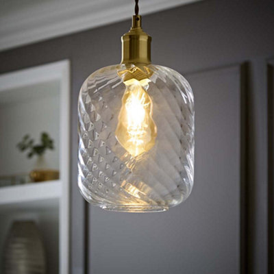 Valuelights Emery Clear Oval Swirl Glass Easy Fit Ceiling Lamp Shade - image 1