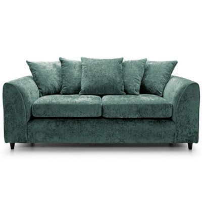 Furnishings For Less UK Monaco Chenille Fabric 3 Seater Sofa  Teal - image 1