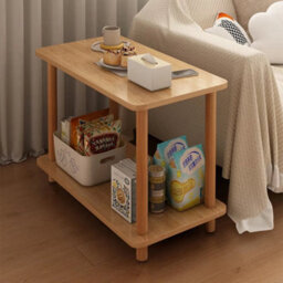 Wood Color 2 Tier Wooden Coffee Table Side Table With Shelf Tv Stand - thumbnail 2