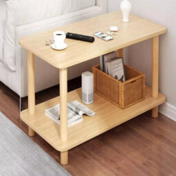 Wood Color 2 Tier Wooden Coffee Table Side Table With Shelf Tv Stand - thumbnail 3