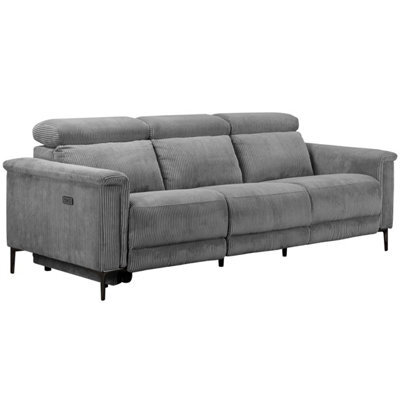 Lund 3 Seater Sofa With 2 Electrical Recliner In Grey Corduroy - image 1