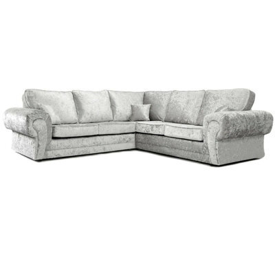 Tango Full Back 2C2 Corner Sofa Crushed Velvet Silver - image 1