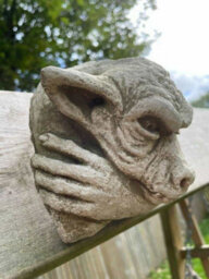 Burgess Hanging Gremlin Stone Statue Outdoor Garden Ornament British Made Gremlin Sculpture - thumbnail 3