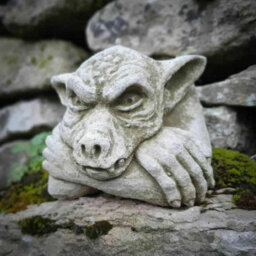 Burgess Hanging Gremlin Stone Statue Outdoor Garden Ornament British Made Gremlin Sculpture - thumbnail 1