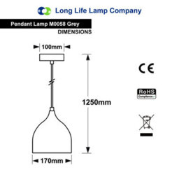 Long Life Lamps Company Modern Grey Fine Metal Ceiling Pendant Light Shade M0058 - thumbnail 2