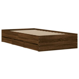 Berkfield Bed Frame With Drawers Without Mattress Brown Oak 90X190 Cm Single - thumbnail 8