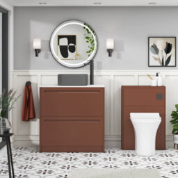Royal Bathrooms Royal Bathroom Elmore 800mm Terracotta Clay Freestanding Countertop Bathroom Vanity Unit 2 Drawer With Art Square Basin - thumbnail 5