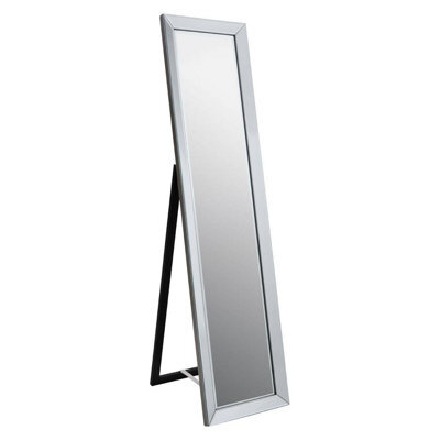 Orsina Silver Freestanding Floor Mirror, Modern Style Full Length Wooden Mirror, Silver Framed Dressing Mirror - image 1