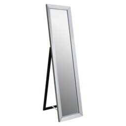 Orsina Silver Freestanding Floor Mirror, Modern Style Full Length Wooden Mirror, Silver Framed Dressing Mirror