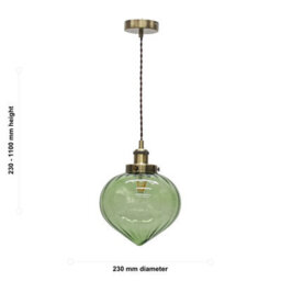 First Choice Lighting Layla - Green Vintage Design Pendant Light With Antique Brass Flex Set - thumbnail 5