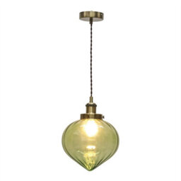 First Choice Lighting Layla - Green Vintage Design Pendant Light With Antique Brass Flex Set - thumbnail 2