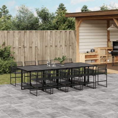 Berkfield 11 Piece Garden Dining Set Black Poly Rattan - image 1
