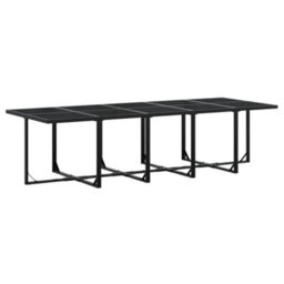 Berkfield 11 Piece Garden Dining Set Black Poly Rattan - thumbnail 5
