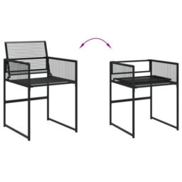 Berkfield 11 Piece Garden Dining Set Black Poly Rattan - thumbnail 4