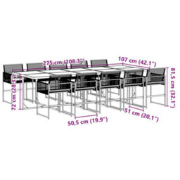 Berkfield 11 Piece Garden Dining Set Black Poly Rattan - thumbnail 9