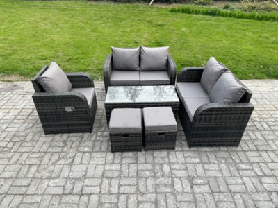 Fimous Patio Garden Furniture Sets Wicker Outdoor Rattan Furniture Sofa Sets With Rectangular Coffee Table Love Seat Sofa - image 1