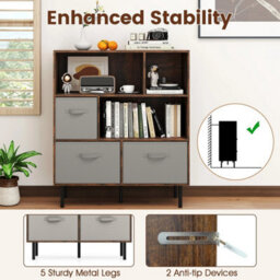 3-Tier Bookcase 6-Cube W/3 Drawers Brown - thumbnail 5