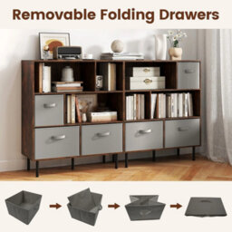 3-Tier Bookcase 6-Cube W/3 Drawers Brown - thumbnail 4