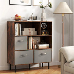 3-Tier Bookcase 6-Cube W/3 Drawers Brown - thumbnail 7
