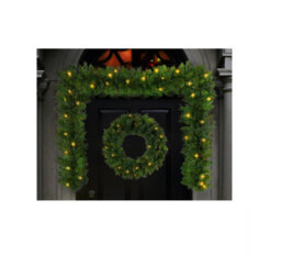 Premier Decorations Limited Christmas Door Porch Decoration Set Pre Lit Pine Wreath Garland & Trees On Timer - thumbnail 3