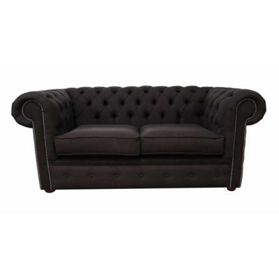 Chesterfield 2 Seater Sofa Settee Charles Linen Sandlewood Brown In Classic Style - image 1