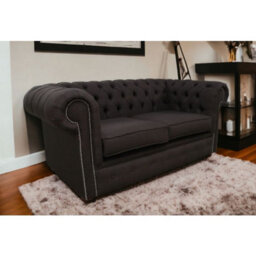 Chesterfield 2 Seater Sofa Settee Charles Linen Sandlewood Brown In Classic Style - thumbnail 4
