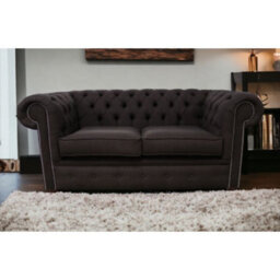 Chesterfield 2 Seater Sofa Settee Charles Linen Sandlewood Brown In Classic Style - thumbnail 2