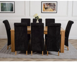 That's Furniture Dakota 182 X 92 Cm Chunky Oak Large Dining Table And 8 Chairs Dining Set With Montana Black Fabric Chairs - thumbnail 2