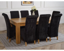 That's Furniture Dakota 182 X 92 Cm Chunky Oak Large Dining Table And 8 Chairs Dining Set With Montana Black Fabric Chairs - thumbnail 3