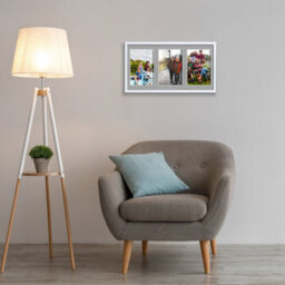 AK Frames 40X20Cm White Sleek Multi Photo Frame With Silver Mount - Holds 3 Apertures (3X) 6X4 Photos - thumbnail 3