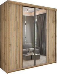 Sliding Wardrobes 4 u LTD Modern Monali Sliding Door Wardrobe Available In 2 Sizes 150Cm/200Cm & 3 Colors- Oak/blacktrim 200Cm - thumbnail 2