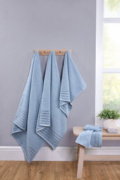 Rapport Home Linear 6 Piece Towel Bale Set Pure Cotton Sky Blue - thumbnail 3