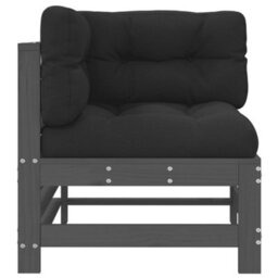 Berkfield Corner Sofas With Cushions 2 Pcs Grey Solid Wood Pine - thumbnail 5