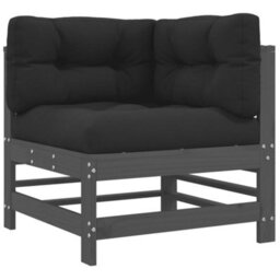 Berkfield Corner Sofas With Cushions 2 Pcs Grey Solid Wood Pine - thumbnail 4