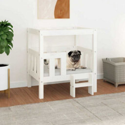 Vidaxl Dog Bed White 65.5X50.5X70 Cm Solid Wood Pine - thumbnail 1