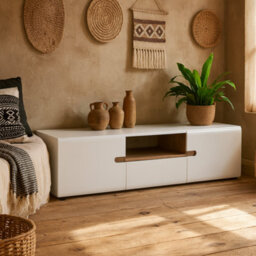 Wyld Haus Foxwhisk Wide Tv Media Unit In White And Truffle Oak - thumbnail 2