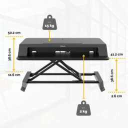Fellowes Lotus Lt Height Adjustable Standing Desk Converter - Sit Stand Desk With Gas Spring Technology - Max Weight 17Kg - Black - thumbnail 6