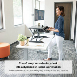 Fellowes Lotus Lt Height Adjustable Standing Desk Converter - Sit Stand Desk With Gas Spring Technology - Max Weight 17Kg - Black - thumbnail 7