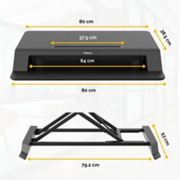 Fellowes Lotus Lt Height Adjustable Standing Desk Converter - Sit Stand Desk With Gas Spring Technology - Max Weight 17Kg - Black - thumbnail 8
