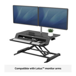 Fellowes Lotus Lt Height Adjustable Standing Desk Converter - Sit Stand Desk With Gas Spring Technology - Max Weight 17Kg - Black - thumbnail 5