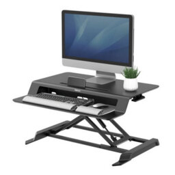 Fellowes Lotus Lt Height Adjustable Standing Desk Converter - Sit Stand Desk With Gas Spring Technology - Max Weight 17Kg - Black - thumbnail 1